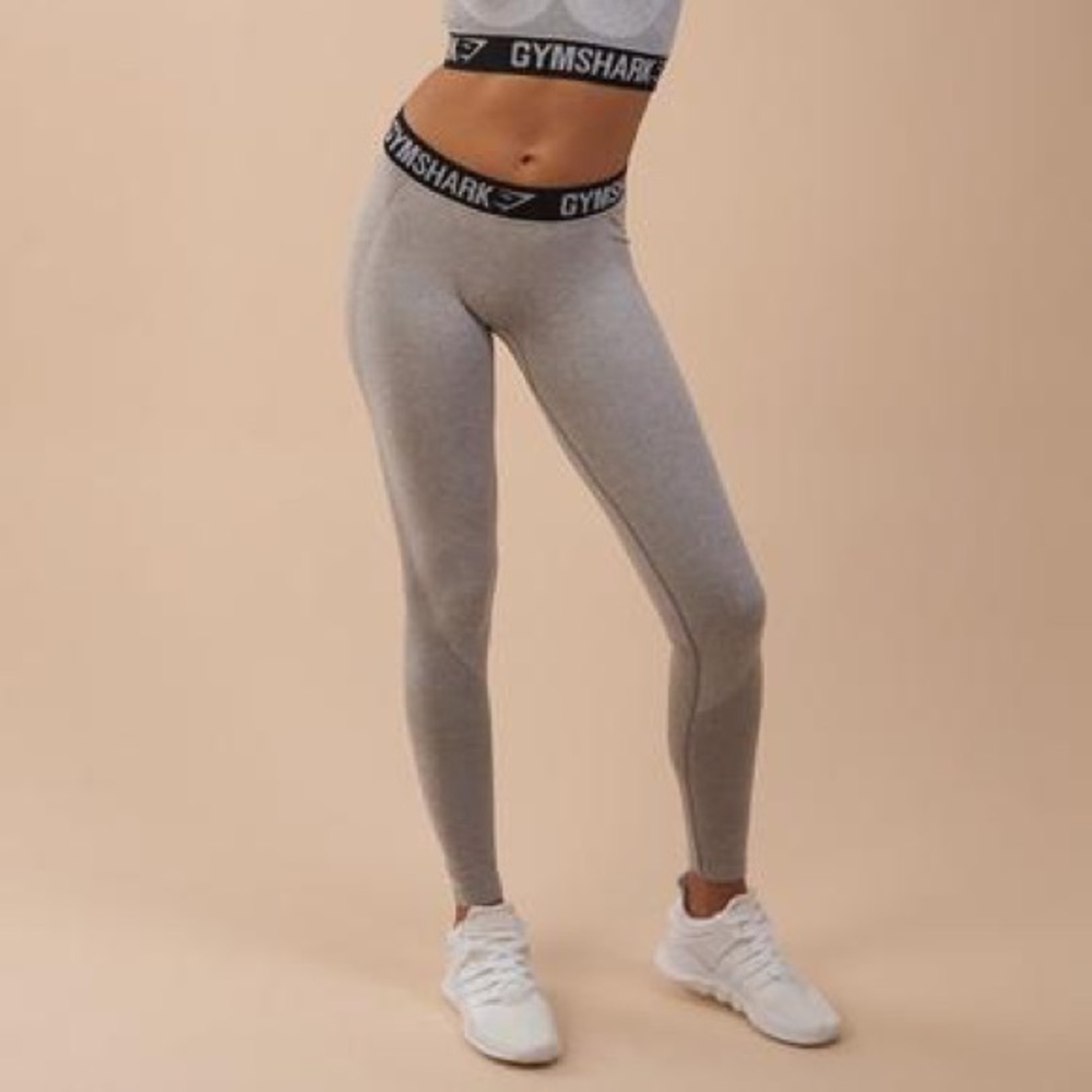 two tone light grey gymshark leggings size large.